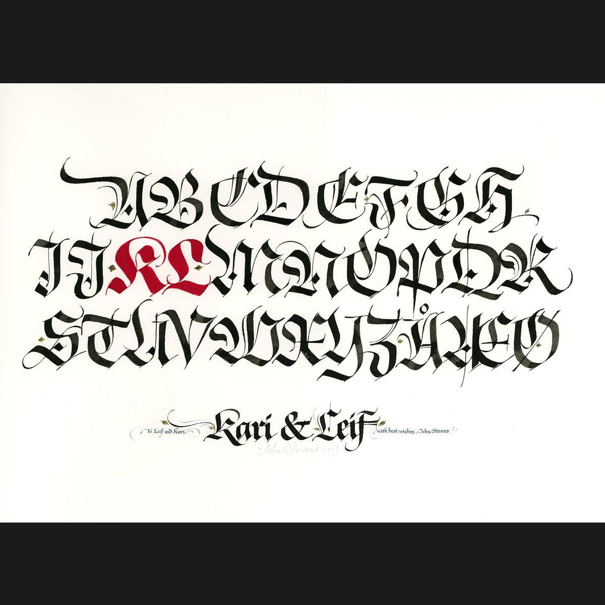 calligperson's tweet photo. The weekend is here.
Here are 3 Alphabet commissions, all for the same person. Pen &amp; Ink calligraphy.
TH Saunders or Arches HP WC, ground sumi ink, gouache, and 23k gold leaf.

#moderncalligraphy #calligraphy #pointedpencalligraphy 
#calligraphy #handwritten  #typography https://t.co/LxIThqDuwB