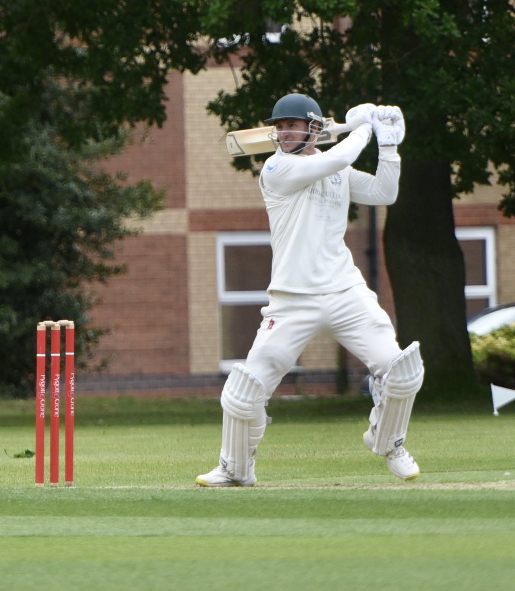 Kit Spence celebrates his century for Bracebridge Heath at home to <a href="/skegness_c_c/">Skegness cc</a>. Spence is currently 110 not out as BBH reach 234 for 3 with eight overs remaining.