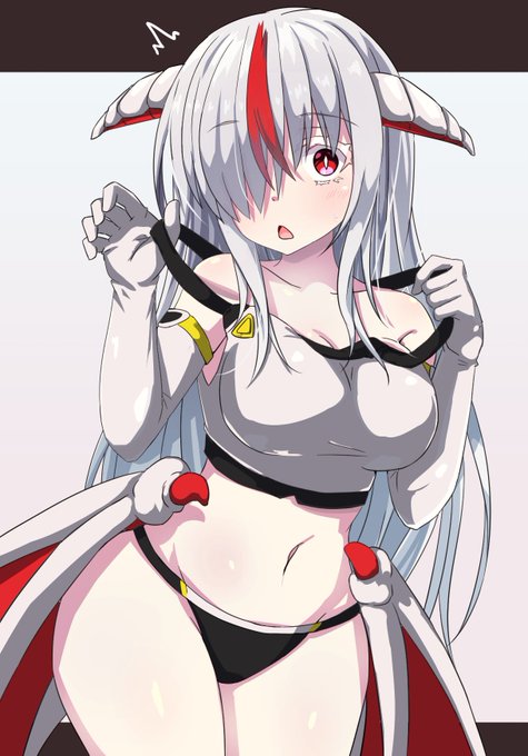 お着換え中のアルビノドラゴン娘のアルちゃんを描きました! 