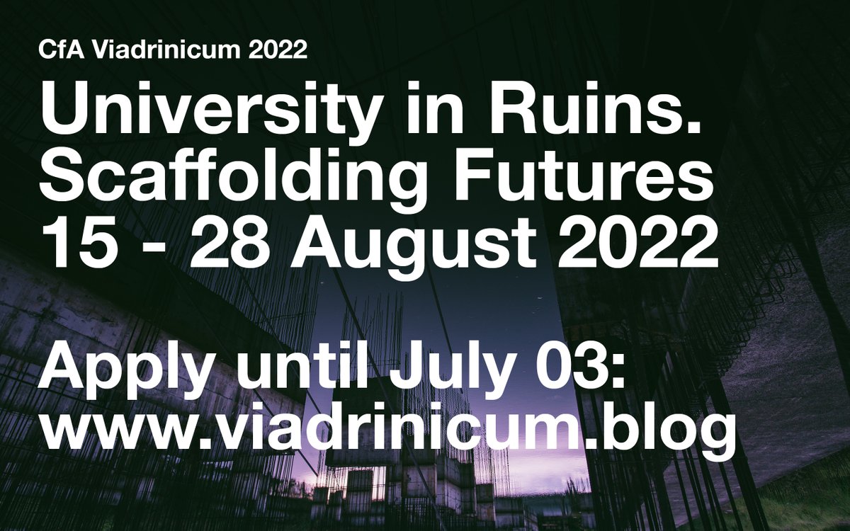 UkraineCalling's tweet photo. CfA+++Deadline: 03 July
Overshadowed by Russia’s full-scale invasion of Ukraine, Viadrincum will provide space for reflection on the role of university as a societal actor in times of war and its capacity to provide social imaginaries for better futures. https://t.co/rYNlG9in3C https://t.co/lZpoCPcExr
