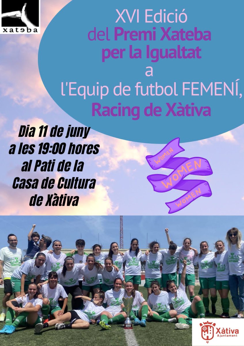 Racinguistes ! Huí es un día molt important !
Vos espere’m en la Casa de la Cultura💚🤍 Gràcies <a href="/Xateba/">Xateba</a> #SomRacing #SomXàtiva