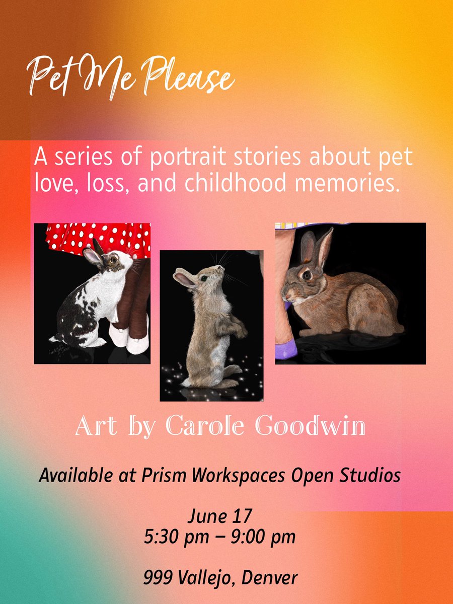 ClaireDeVille3's tweet photo. Pet Me Please
A series of paintings about pet love, loss, and childhood memories.
See 5 completed pieces at my #OpenStudio event June 17 at #PrismWorkspaces #Artists #artistsontwitter #denverartist #bunnies https://t.co/wlpAHOWLFI