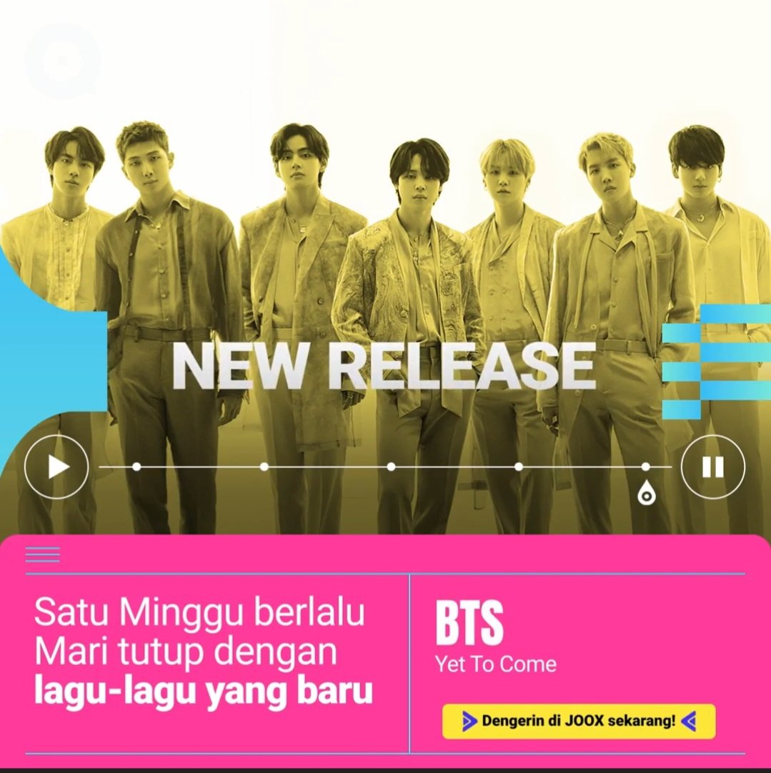 JOOX Indonesia (@joox_id) on Twitter photo ARMY! Mana nih yang dari kemarin dengerin Yet to Come dari album Proof <a href="/bts_bighit/">BTS_official</a>
Yuk, on repeat terus malam ini di #JOOXID aon.onelink.me/ldUE/LatestArr… #LatestArrival #KPopDiJOOX ARMY! Mana nih yang dari kemarin dengerin Yet to Come dari album Proof <a href="/bts_bighit/">BTS_official</a>
Yuk, on repeat terus malam ini di #JOOXID aon.onelink.me/ldUE/LatestArr… #LatestArrival #KPopDiJOOX