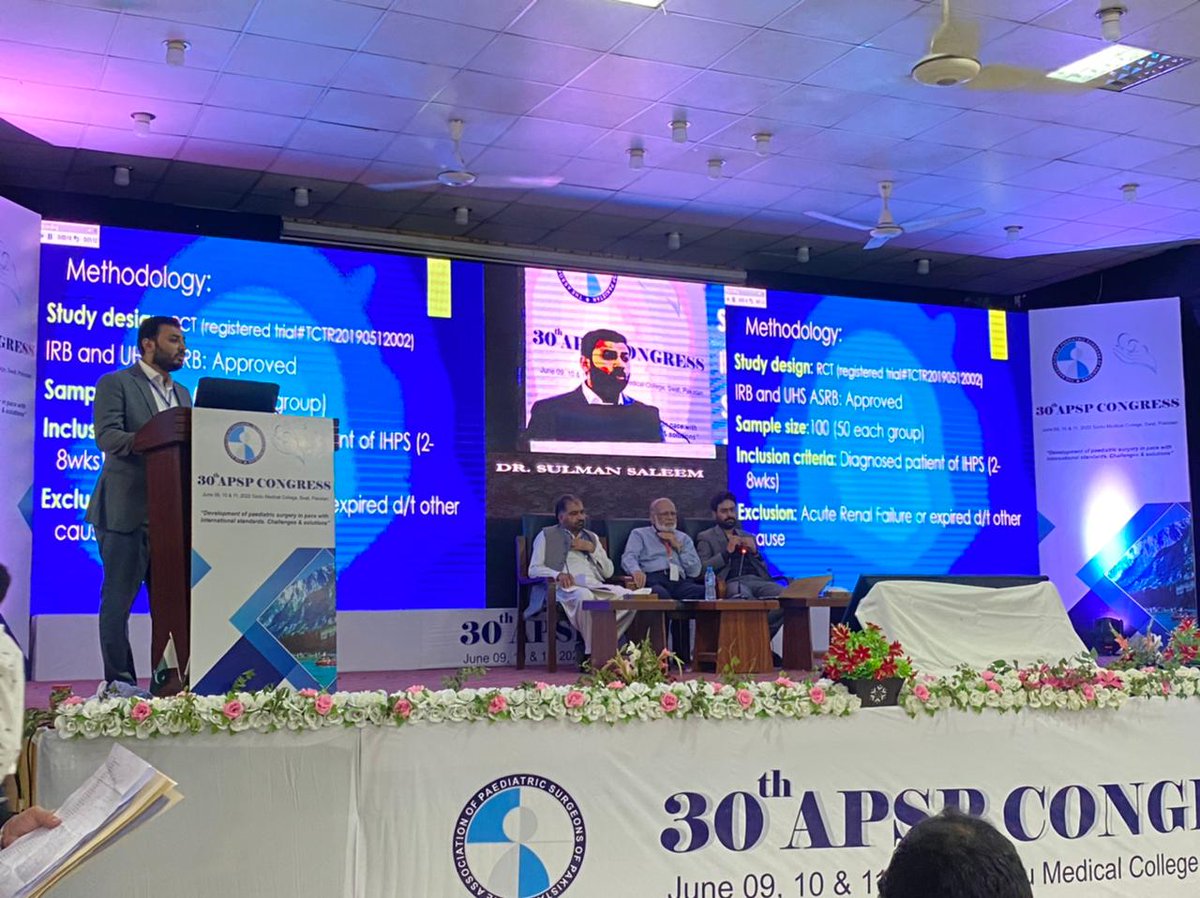 paeds_2's tweet photo. 30th APSP Congress, 9,10,11 June 2022 at Saidu Medical College Swat.
Dr Salman Saleem got 2nd position in oral presentation category. His topic of presentation was " Conventional Fluid Therapy Versus Bolus Fluid Therapy In The Pre-operative Optimization Of IHPS". https://t.co/2OukKiyatJ