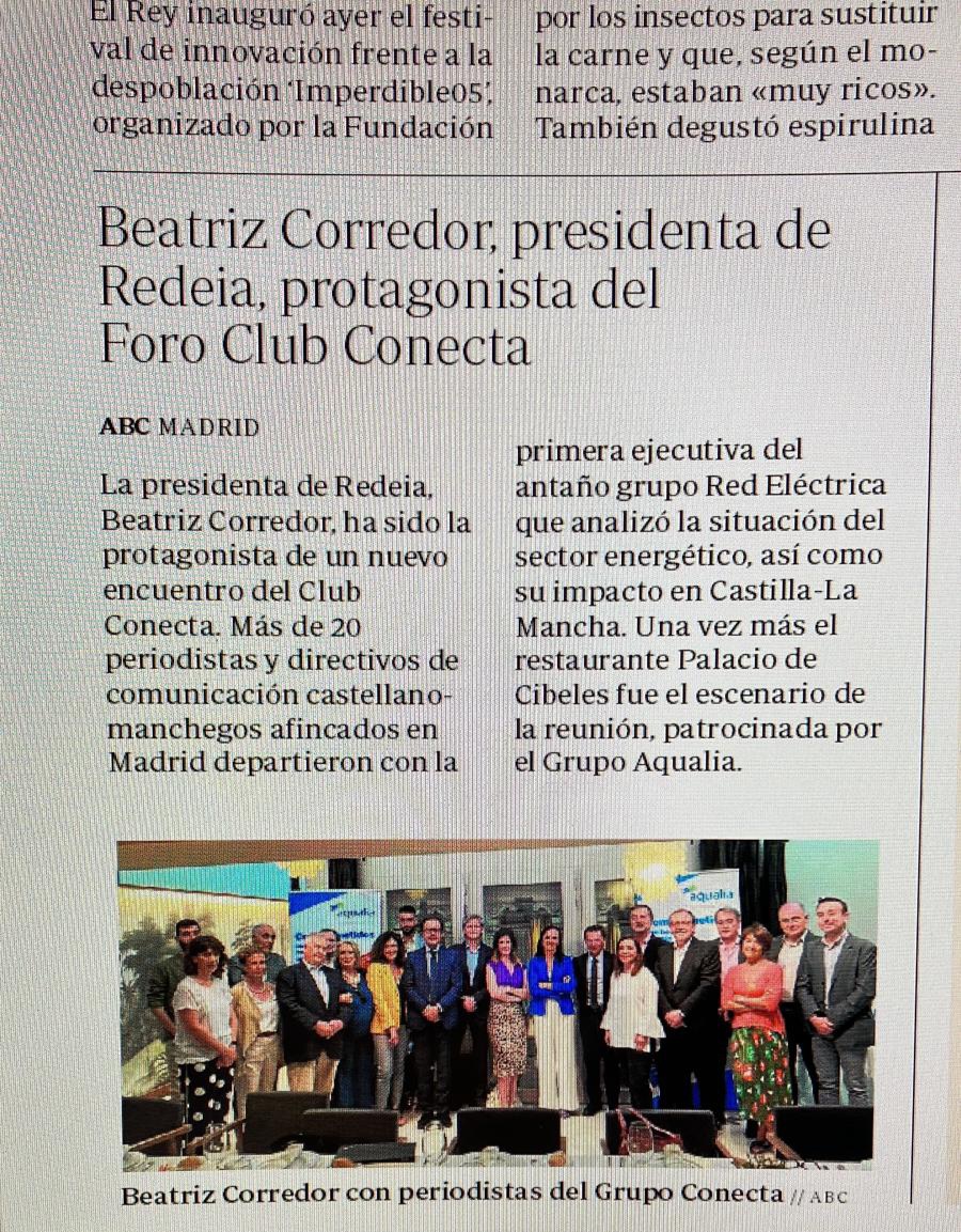 jotaelegedv's tweet image. Hoy en ABC el último encuentro con la presidenta de Redeia, Beatriz Corredor, del Foro Conecta. El grupo de periodistas y comunicadores de Castilla La Mancha afincados en Madrid. #trabajandoporclm #clubconecta #amoralatierramanchega