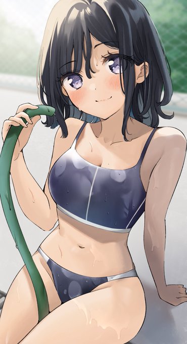 水浴び中の女の子 