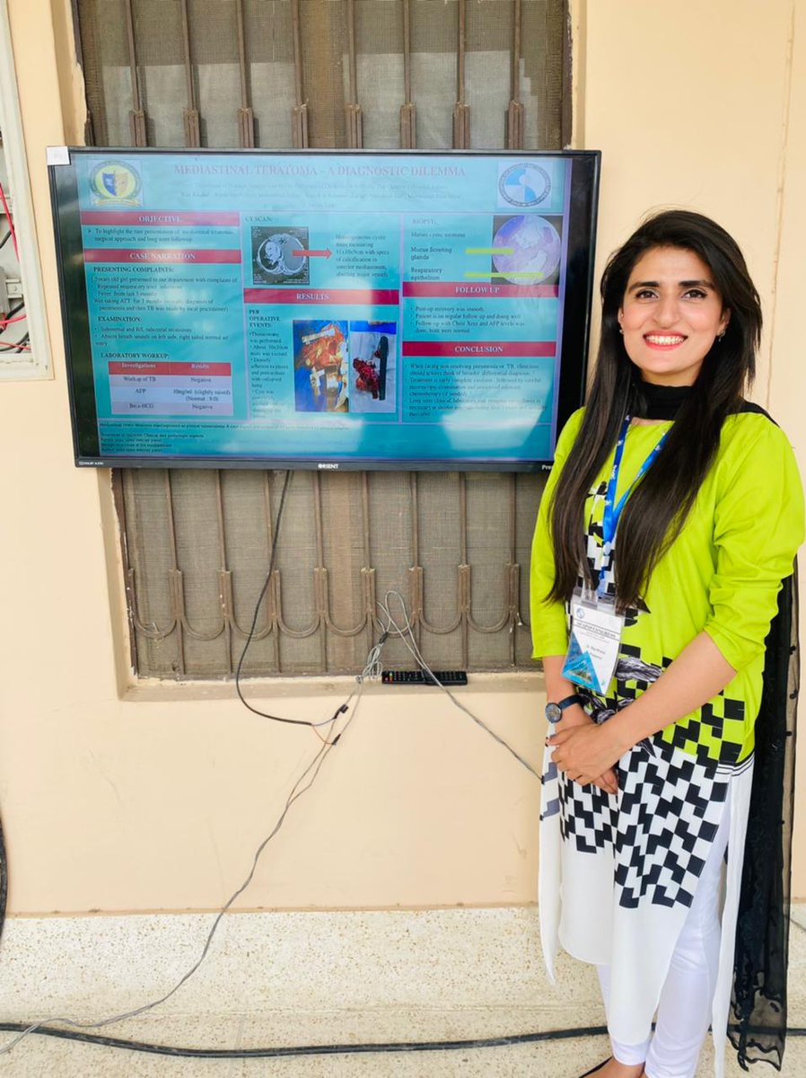 paeds_2's tweet photo. 30th APSP Congress, 9,10,11 June 2022 at Saidu Medical College Swat.
Dr Rija Khalid  got 2nd position in poster category. Her topic of presentation was " Mediastinal Teratoma: A Diagnostic Dilemma ". https://t.co/6cxvhDGhHC