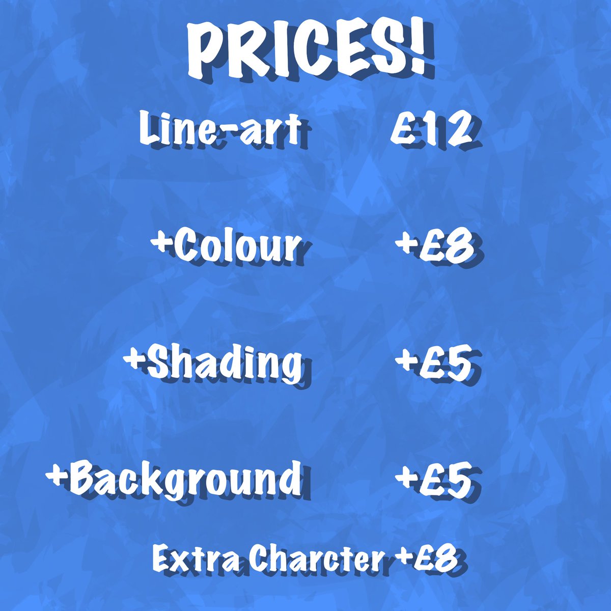 PyraBlueArts's tweet photo. New commission sheet and updated prices! 1/2 #commissionsopen #artcommissions https://t.co/YmMuveSAFn