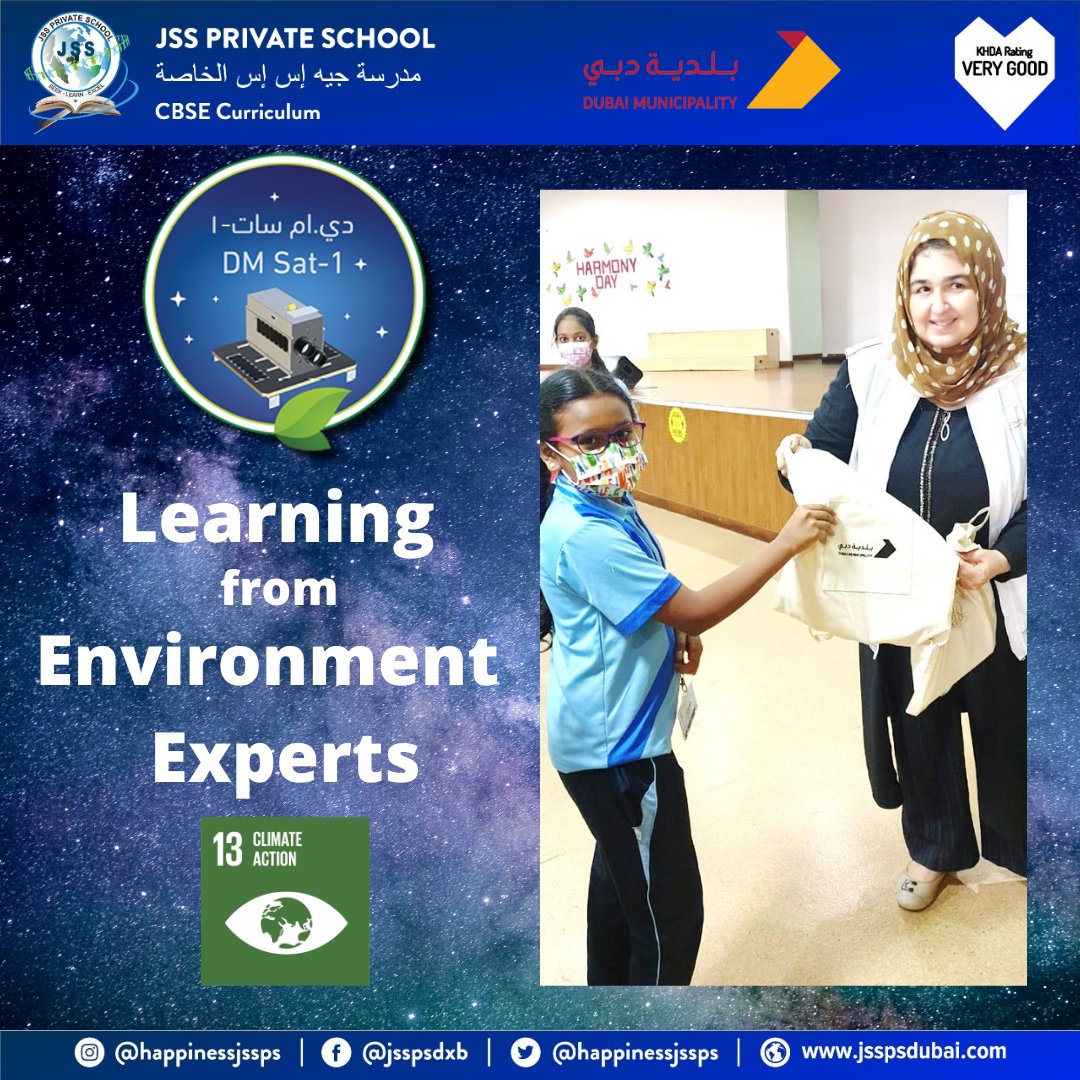 happinessjssps's tweet photo. We extend our sincere thanks to Ms. Alia Alotoum Senior Environmental Research and Studies officer from the #DubaiMunicipality who enlightened students about #DMSAT1 launched by the #UAE @sureshbhojraj @bitesizeSDGs @MBRSpaceCentre #KDHA #CBSE https://t.co/UxELnStMwF