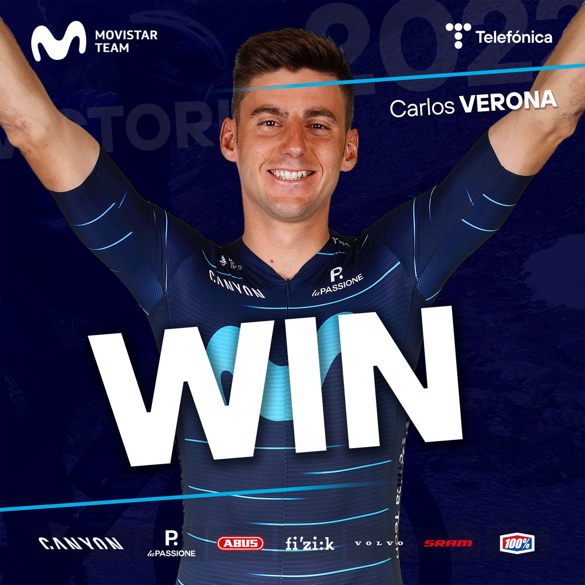 Movistar_Team's tweet photo. 🏆🙌 ¡CARLOS VERONA ESTRENA SU PALMARÉS A LO GRANDE! 🙌🏆

Victoria en solitario del madrileño de Movistar Team en la 7ª etapa del 🇫🇷 #Dauphiné en Vaujany.

EJEMPLO de sacrificio, constancia y profesionalidad. Disfrútala, @Carlos_Verona. 🤗💙

#RodamosJuntos | @Telefonica https://t.co/4aqqHrJjuF