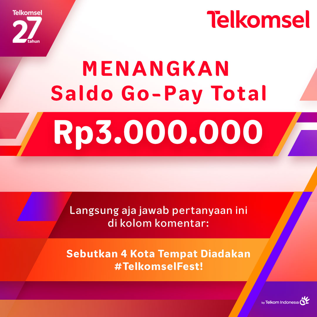 Telkomsel's tweet photo. Apa kareba, Makassar? 😆
Warga Makassar wajib banget ikutan activity ini &amp; menangin saldo Gopay total Rp3juta buat 15 pemenang!

Caranya, klik  https://t.co/EMRyx284R6 cuma sampai 14 Juni 2022 aja lho.

Yuk ke #TelkomselFest di kotamu &amp; stay tuned di @telkomsel. #Telkomsel27Tahun https://t.co/jmApttO5rH