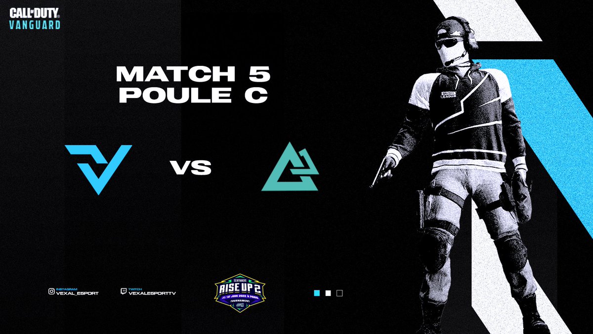 COD🔵⚫️

LAN #RISEUP2 🏆

Dernier match de poule et ce sera face à @ClyverEsport ! GL aux deux équipes ! 

Bracket : play.toornament.com/fr/tournaments…

#VexalAlwaysReborn