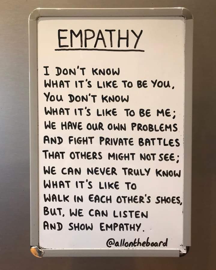 Onecommunitybl1's tweet photo. Today is Empathy Day and here’s a little reminder that if people showed more empathy to each other the world would be a much better place. 

#EmpathyDay #Empathy https://t.co/GP9FHS1gIM