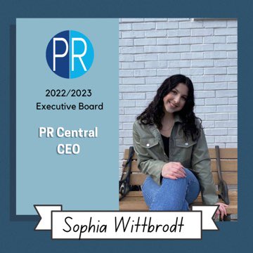 We are back!! And to celebrate, we are introducing our 2022/2023 Executive Board! 

Introducing our PR Central CEO, Sophia Wittbrodt! 💙
