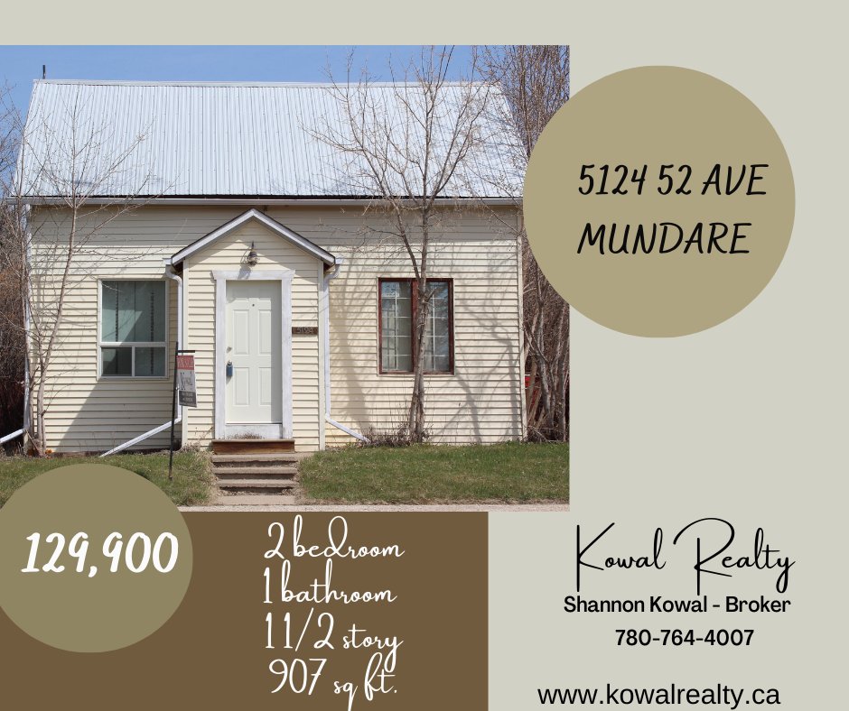 Kowal Realty- Shannon Kowal, Broker
kowalrealty.ca
5124 52 Ave, Mundare, Alberta, Canada $129,900CAD
Cute 900 sq ft, 2 bedroom home full of charm! Move in ready!
#sellersagent #buyersagent #homeforsale #mundare #lamontcounty #highway16 #highway15 #smalltown