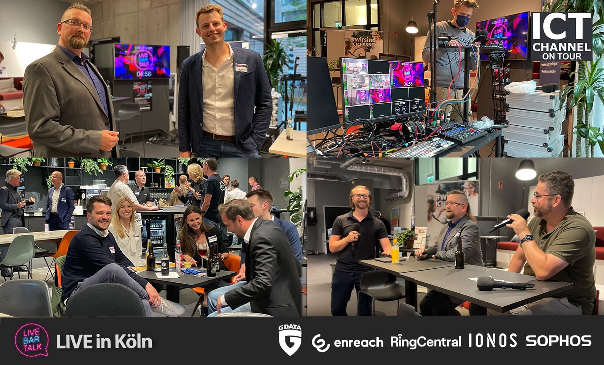 ConnectChannel_'s tweet photo. #ICTCHANNELonTour in Köln 

Um 19 Uhr sprechen die #LiveBarTalk Hosts mit Security Evangelist @timberghoff (@GDATA) über das potenzielle Sicherheitsrisiko #Systemhaus. 

Livestream: https://t.co/0Ny84tookL

@enreach_de @GDATA @ionos_de @RingCentralDE @sophos_info

#CyberSecurity https://t.co/iZooNz1qbf