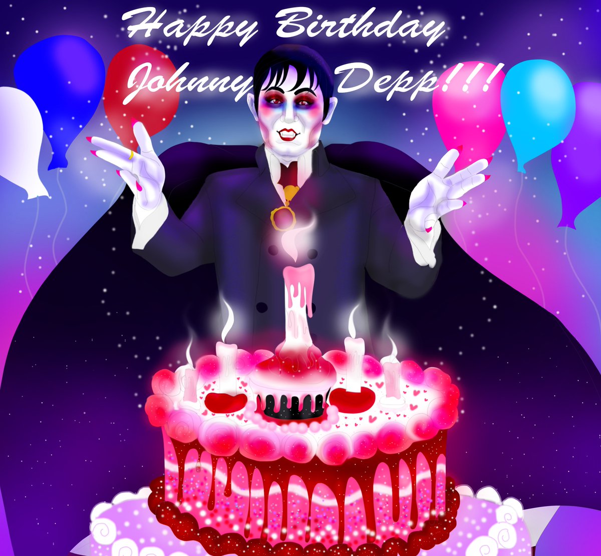 inquisiki's tweet photo. Happy Birthday Johnny Depp!!!🎂🎉🎊🥳

I drew this picture for Johnny Depp very special, wishing him a happy birthday!🥳
#Barnabascollins #johnnydepp #timburton #HappyBirthdayJohnnyDepp #happybirthday #vampire #Darkshadows #darkshadows2012 #JusticeForJohnnyDepp #JOHNNYDEPPWINS https://t.co/RS2IsApbGo