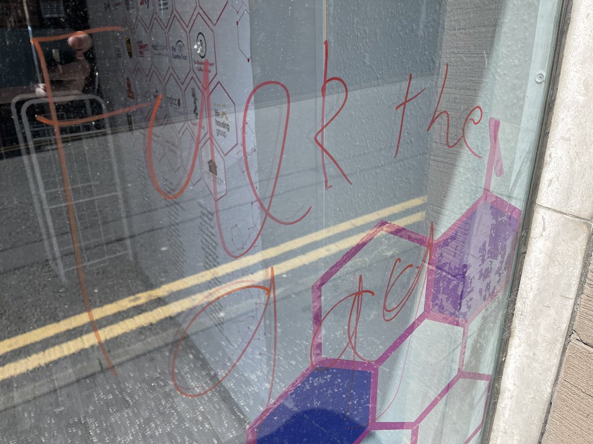 Today we discovered the windows of our new Hive LGBT+ Centre in Kirkcaldy were defaced with homophobic graffiti - “F*ck the gays” written in red marker pen.

We wont be intimidated.
We wont be leaving.

🏳️‍🌈🏴󠁧󠁢󠁳󠁣󠁴󠁿