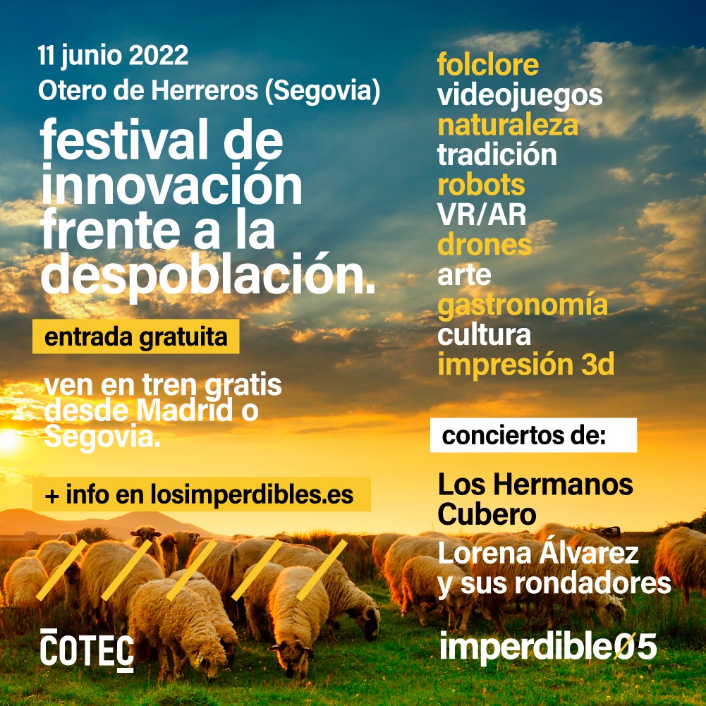 ArrabalAID's tweet photo. 📢Un festival para experimentar la #innovaciónsocial en el #mediorural🐄🚜 #Imperdible_05 @Cotec_Innova #Segovia con conciertos+gastronomía+experiencias como #Crafteando @lanoria_mlg+@ArrabalAID. Diseñando soluciones originales para mejorar el entorno.👉https://t.co/DD49ONhfJZ https://t.co/CBY1V4Fam7