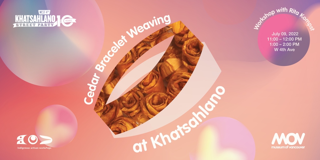museumofvan's tweet photo. Join us at @Khatsahlano this July 9th! We'll be alongside host nation vendors, artists, musicians, and more.
We also partnered w/ Rita Kompst to offer 2 Cedar Bracelet Workshops at the festival.
Sign up today: https://t.co/2jJiELdSdp
#Khats #StreetFest #HostNations #Artists https://t.co/5nhJaEGrBm