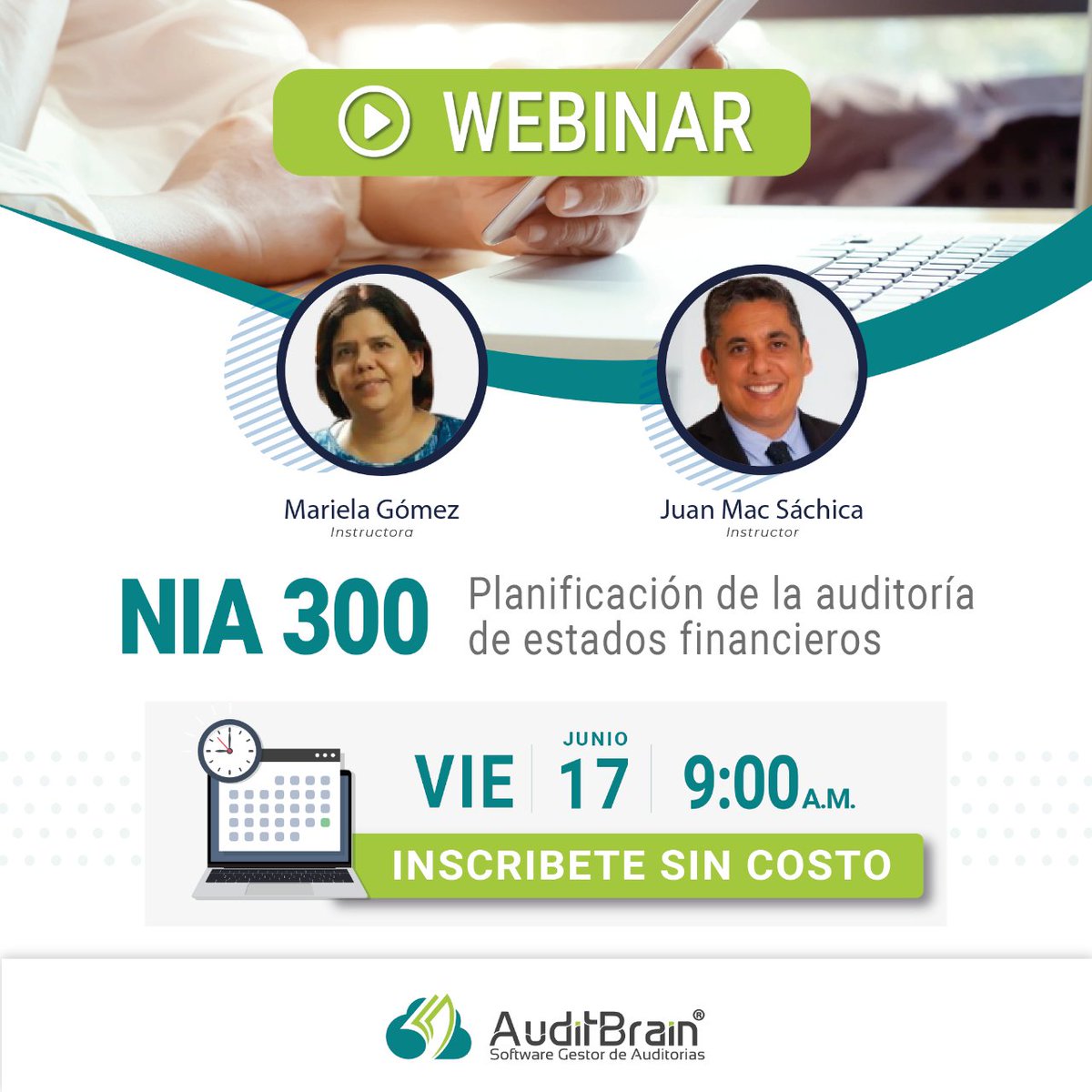AuditBrainSaaS's tweet photo. [Webinar] NIA 300- Planificación de la auditoría de estados financieros
📆 Viernes, Junio 17.
⌚ 9:00 a.m. (hora Colombia)
🔗 https://t.co/CGHiQFkcWZ https://t.co/Z8E0jH7RqT