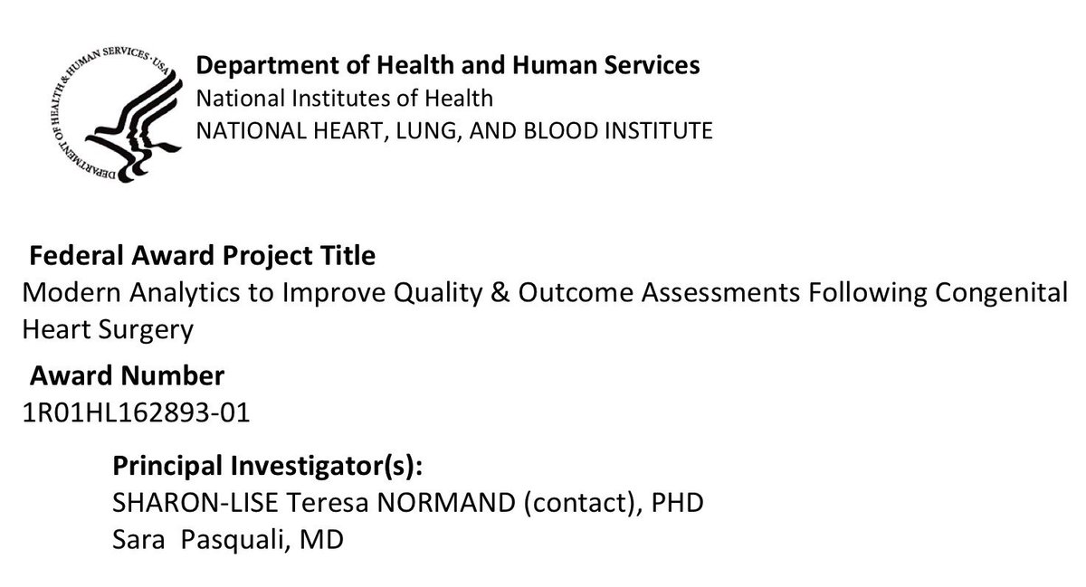 Excited to get to work on this collaboration with @STS_CTsurgery @pc4quality and talented team Sharon-Lise Normand & John Mayer @harvardmed, Mousumi Banerjee @umichsph, and our crew from @MottChildren #MottCHC to improve our understanding of hospital CHD outcomes @nih_nhlbi