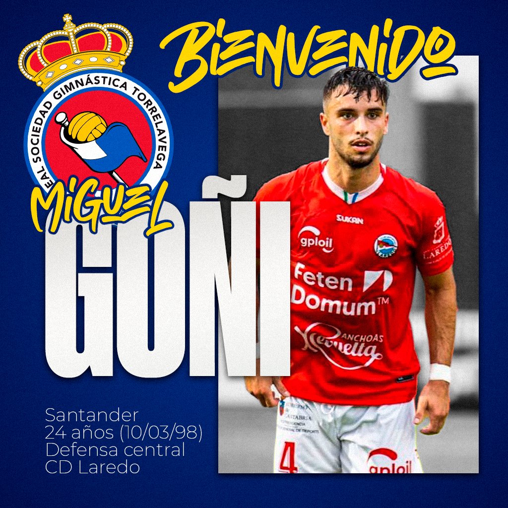 RSGimnastica's tweet photo. 📝 FICHAJE | Miguel Goñi se suma al proyecto de la #RSGimnastica para 2ª RFEF

🤝 El central santanderino de 24 años llega a El Malecón tras dos temporadas en el @CDLaredo 

▶️ https://t.co/gd1TZdVGqZ

#AnteTodoGimnastica https://t.co/juiXVIQh1U
