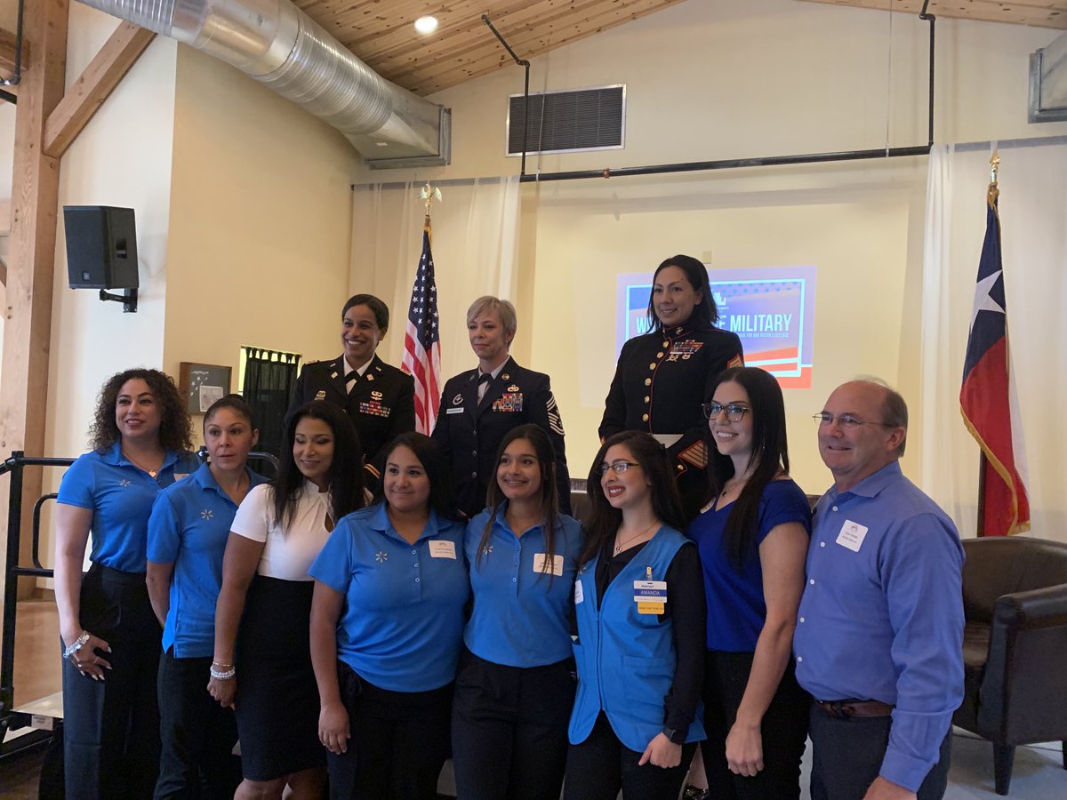 Lori_H_Stinson's tweet photo. Our friends from ⁦@Walmart⁩ supporting our ⁦@SanAntonioCofC⁩ Women in the Military breakfast! Thank you for joining us this morning! #GoArmy #GoAirForce #GoNavy #GoMarines #GoSpaceForce #MilitaryCityUSA https://t.co/lpAG8obhlj