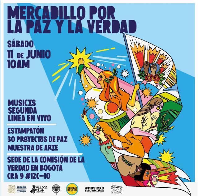 cosechadelvalle's tweet photo. Este sábado 11 de junio la cita es en la sede de la @ComisionVerdadC a las 9am, para un nuevo encuentro de @mercadillosporlapaz 
Más de 30 emprendimientos que le apuestan a la paz y la reconciliación, compartiremos nuestras experiencias y productos para una mejor Colombia. https://t.co/g8YbnMbwFH