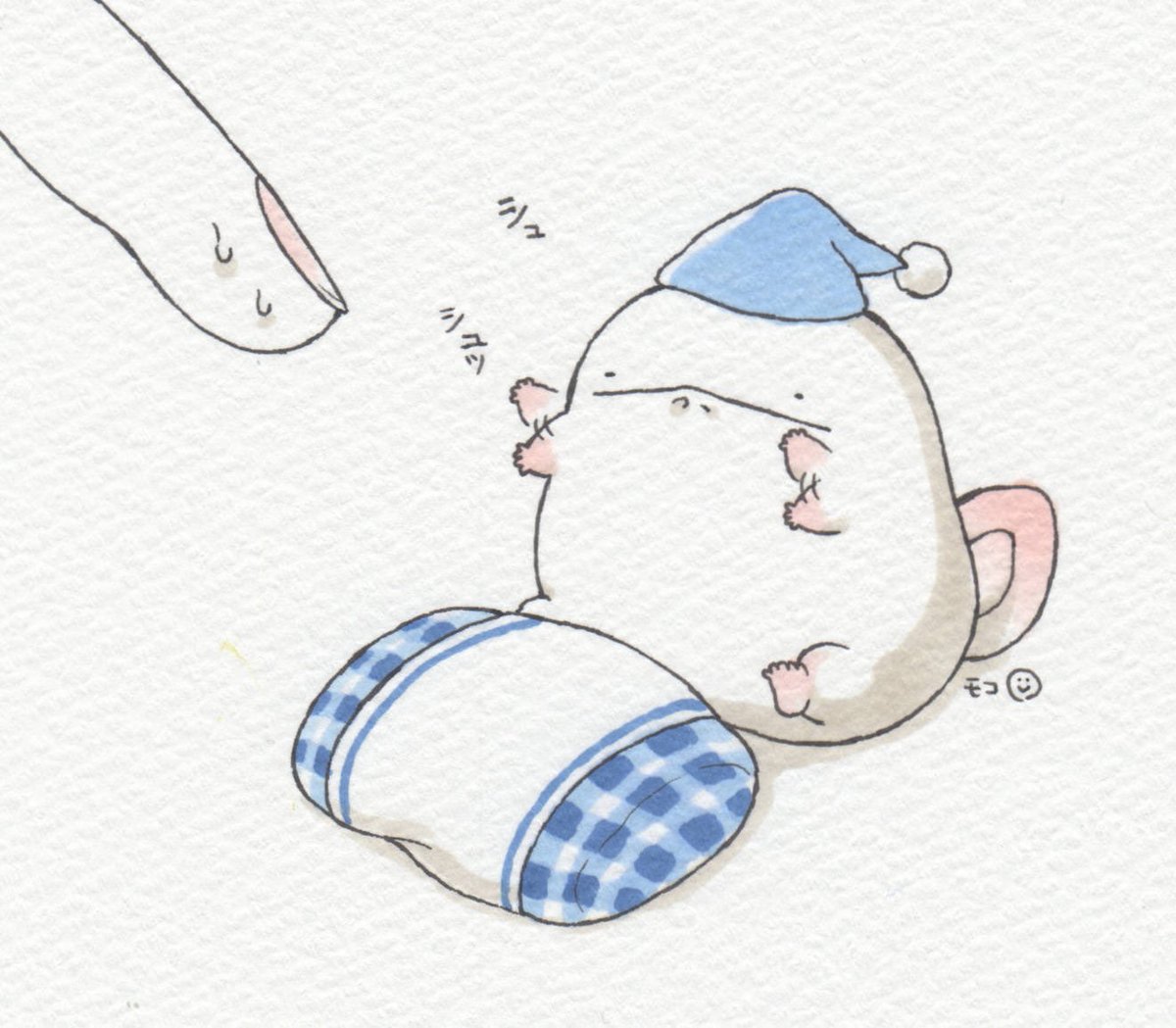 「オオサンショウウオ、枕投げイメトレ。 」|モコ@うおマロ漫画更新中です！のイラスト