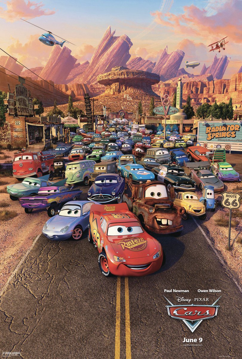 Happy 16th Anniversary to Pixar’s Cars! 🥳🎉

“KA-CHOW!”

#Cars #OwenWilson #PaulNewman #MichaelWallis #GeorgeCarlin #TonyShalhoub @CheechMarin #GuidoQuaroni #PaulDooley #JoeRanft #RichardPetty #KatherineHelmond @Dratzenberger #BobCostas #HumpyWheeler #JohnLasseter #PixarCars