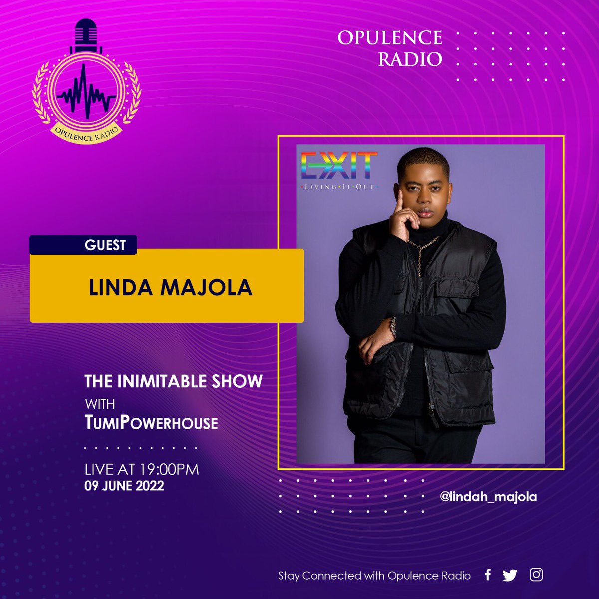 opulenceradio's tweet photo. #TheInimitableShow || 6PM - 9PM with @tumipowerhouse
This evening we’re joined the impeccable @lindah_majola. You don’t wanna miss this one.😝 https://t.co/5nedzREOPk