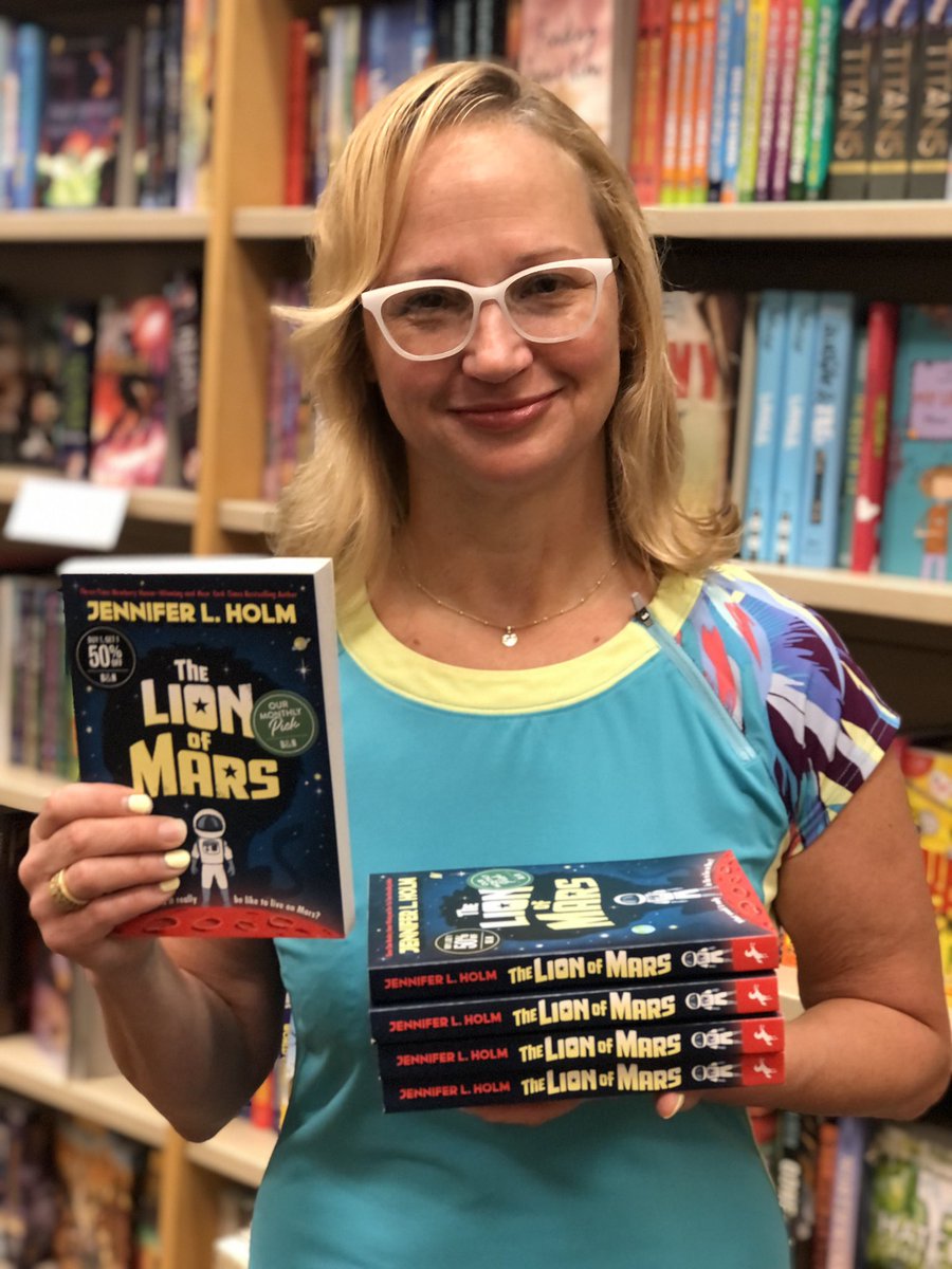 We had an amazing visit from Author Jennifer Holm - who signed all of her books! The Lion of Mars is our YR June Monthly Pick - so be sure to get a signed copy.