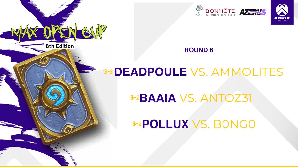 AopikXamax's tweet image. Nouveau round de #MAXOpenCup, le sixième 🤠

Nos joueurs ont une quatrième victoire à aller chercher, bonne chance ! 🍀

#BreatheAsAopik 🏔️