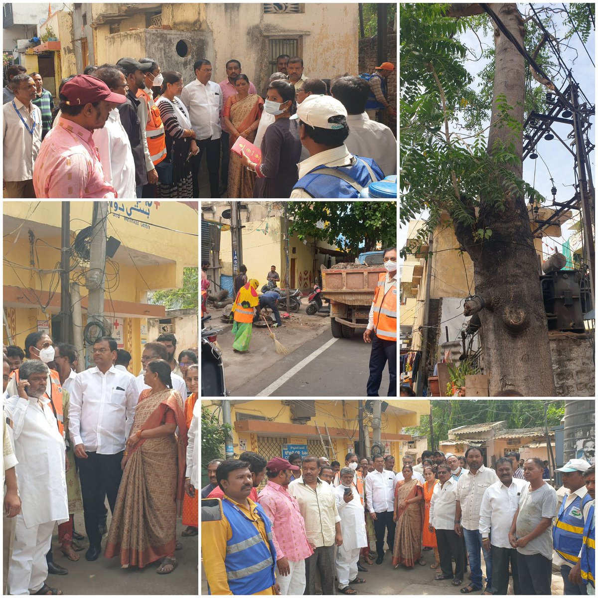 Hon MLA  Ambt AC ,  HonCorpr Kachiguda with GHMC HMWSSB SPDCL officers inspd Pattana pragathi prog at Moulana Azad nagar n got attended clearing of debris  silt ALO  pothole filling.  Instructed HMWSSB authorities to take up Dr work n pruning <a href="/GHMCOnline/">GHMC</a> @KTRTRS <a href="/CommissionrGHMC/">Commissioner GHMC</a>