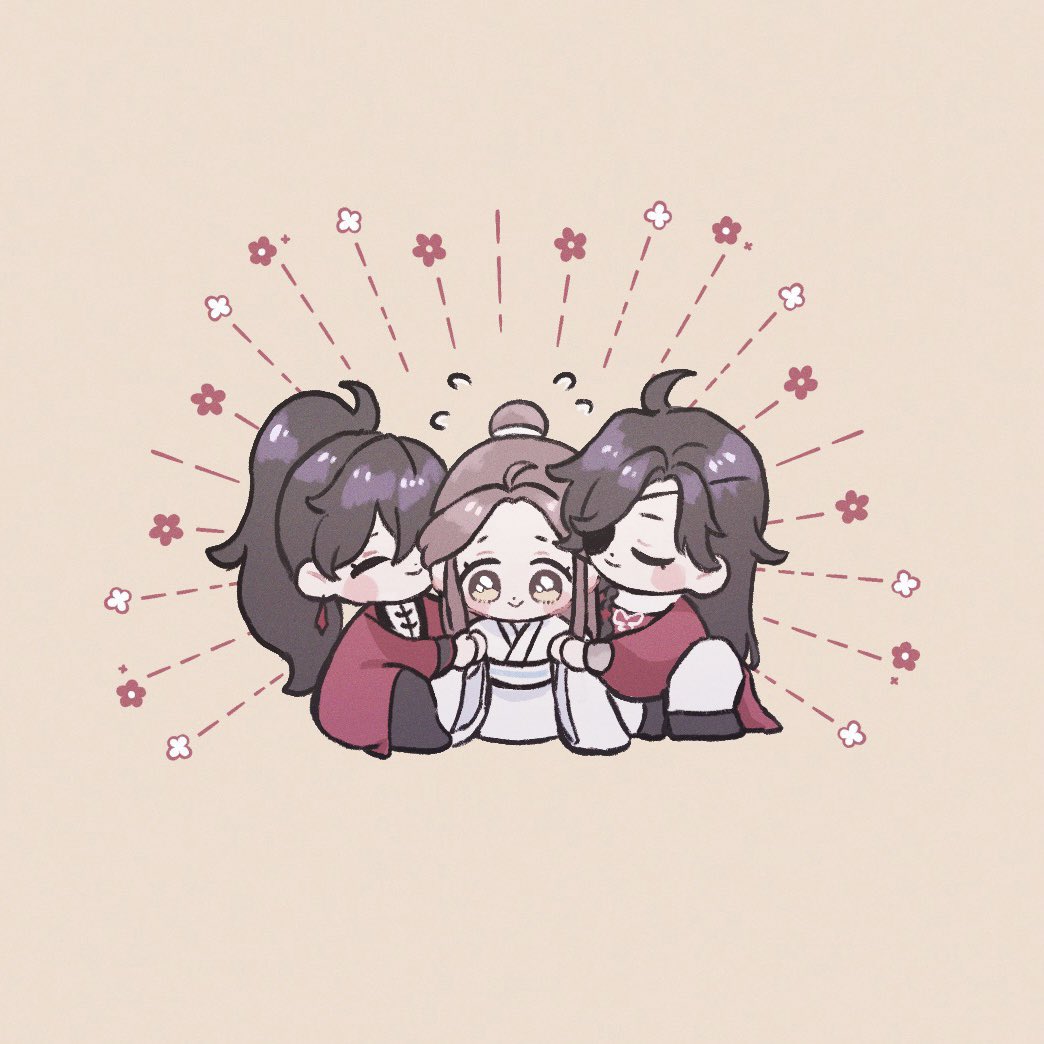 multiple boys 2boys closed eyes hair bun long hair smile animal ears  illustration images