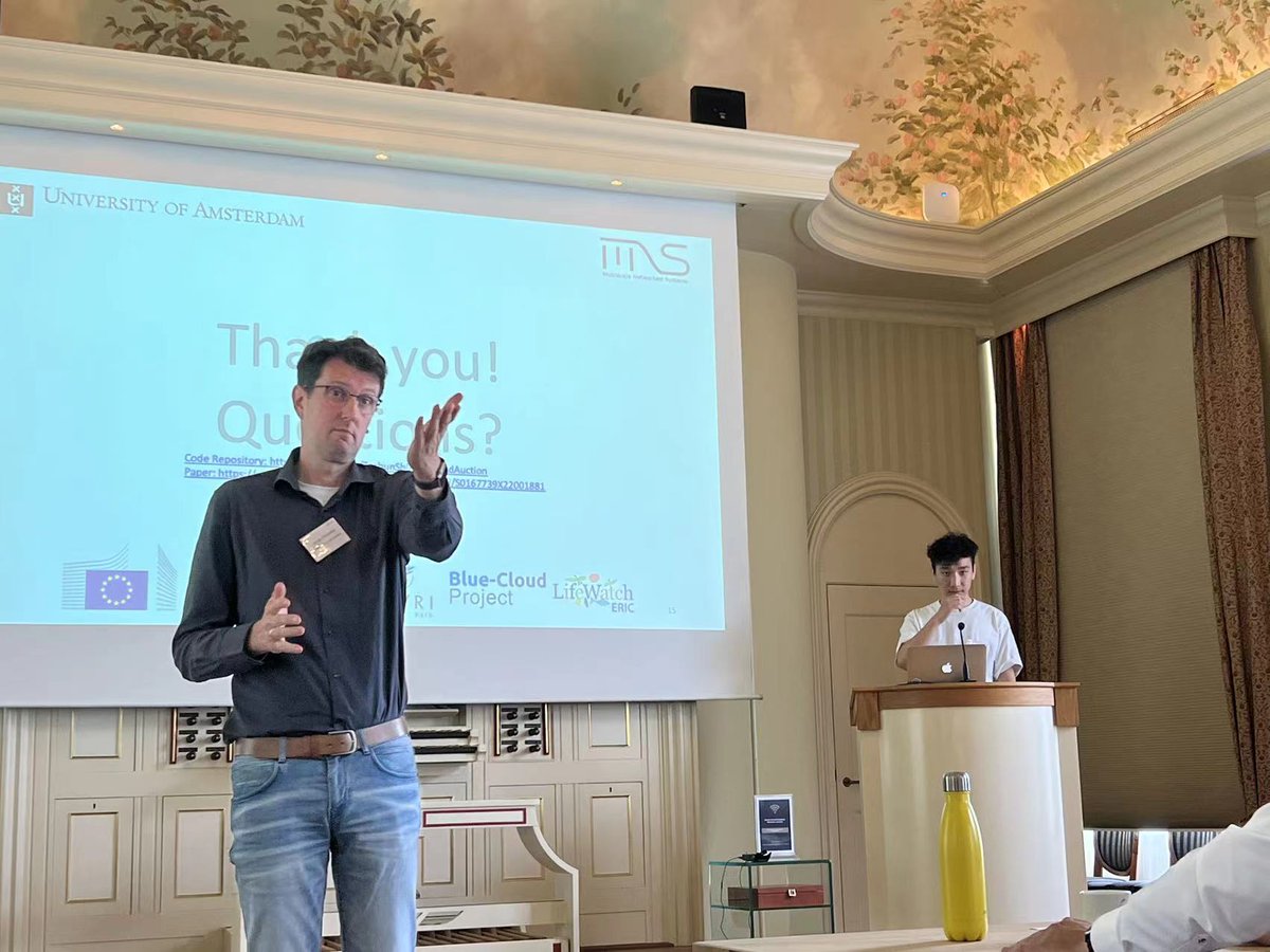 We presented our work 'A Bayesian Game-Enhanced Auction Model for Federated Cloud Services Using Blockchain' at #CompSys2022. The paper is accepted by Elsevier's #FGCS Journal. The research is conducted in UvA #MNS and supported by EU #H2020 #ARTICONF, #ENVRIFAIR and #BlueCloud.