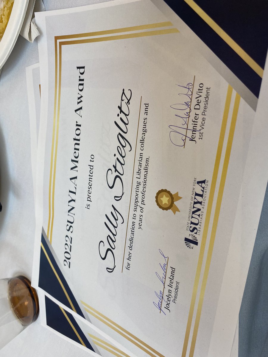 SallyStieglitz's tweet image. I’m stunned and honored that my friend, colleague, and mentee Caterina nominated me for a #SUNYLA2022 Mentor Award!  Thank you!