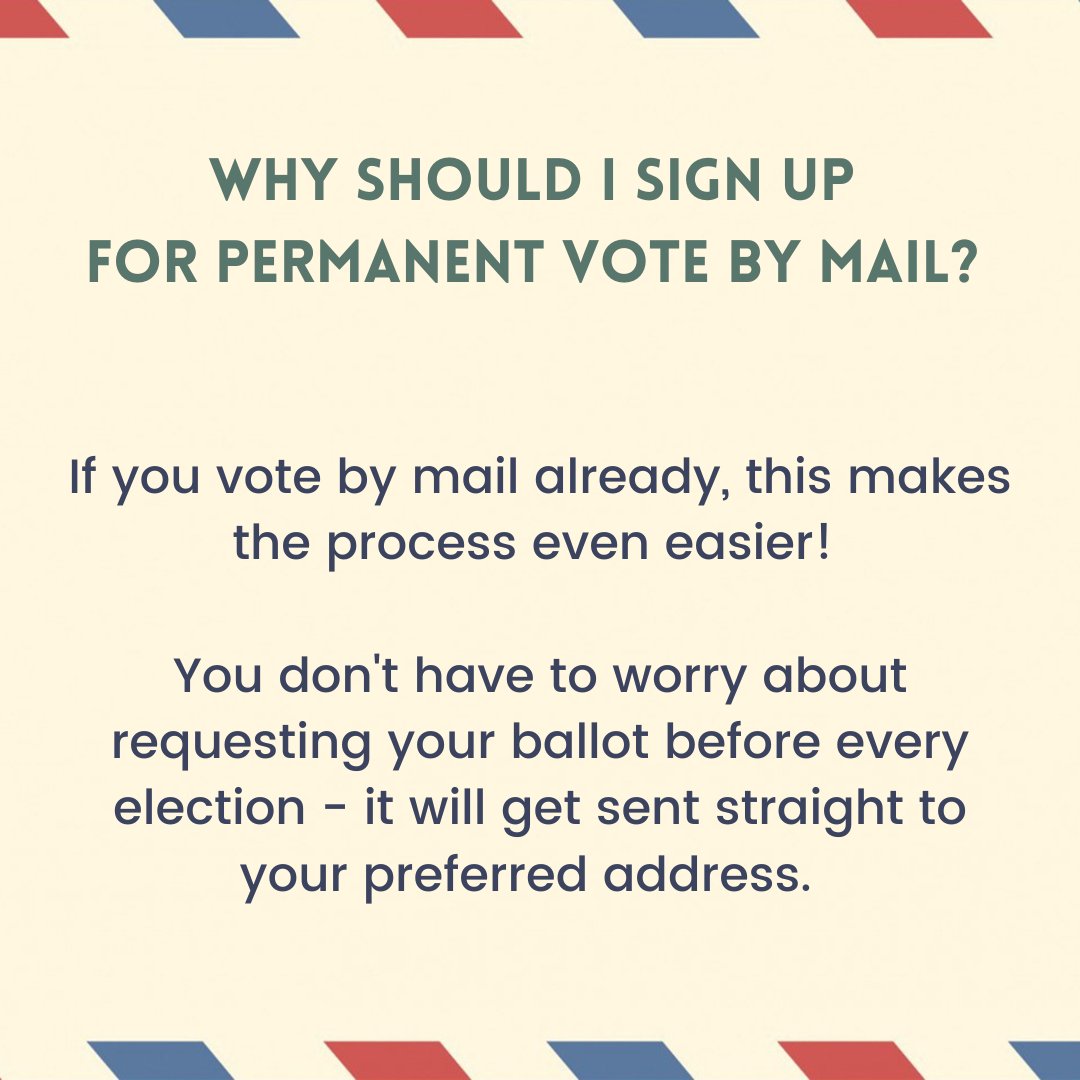 ballot_z's tweet photo. One of the biggest changes to Illinois election law this year is that voters can now opt to be on a “permanent vote by mail list,” where they are automatically sent an official ballot in the mail for each election 🗳️✉️ 
#twill https://t.co/LR3F4XC3V3