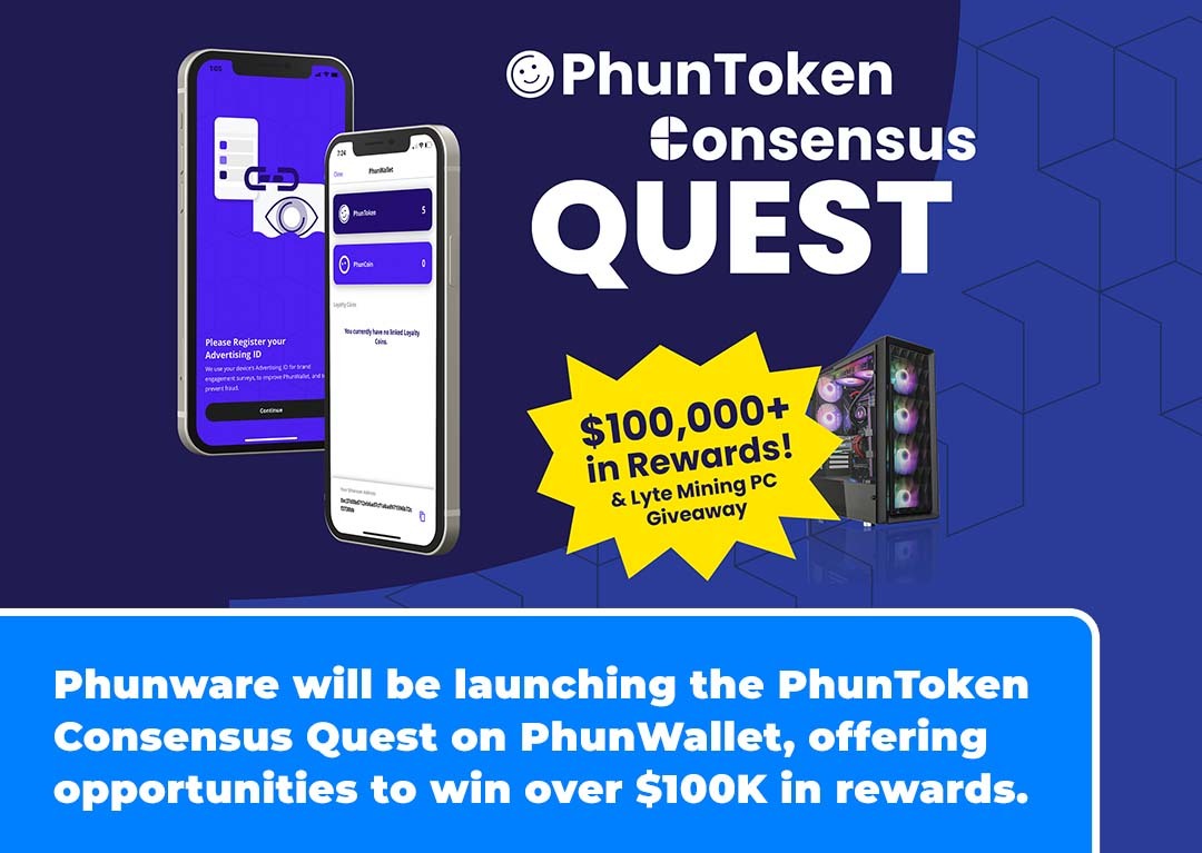 phunware's tweet photo. The secrets out...@phunware will be launching the PhunToken Consensus Quest on PhunWallet, offering opportunities to win over $100K in rewards. For more info and to download the app to join the quest, please visit our site.  https://t.co/aV5GxfeuHL.
#PHUN #PHUNW $PHUN $PHUNW https://t.co/D0S3PYvNu7