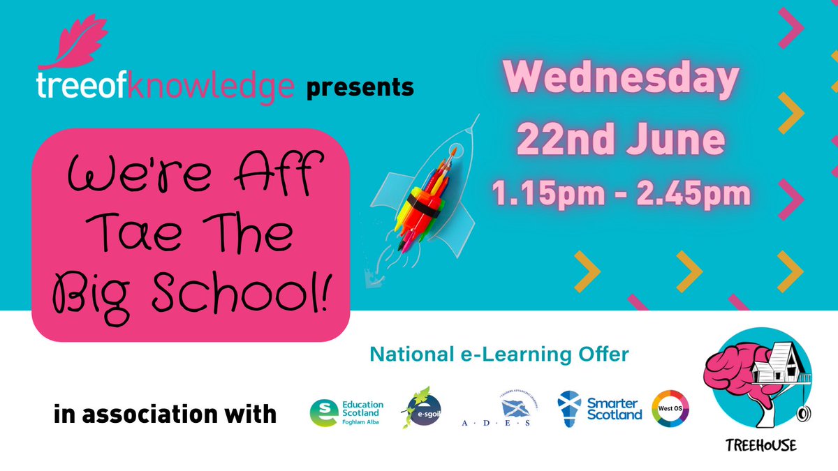 EducationScot's tweet photo. P7 Teachers - will your learners be joining the 'We're Aff Tae the Big School' free online transition event on Wednesday 22 June? 1000 primary schools have signed up so far! Find out more - https://t.co/IwcIFAlkls #TOKBigSchool #NeLO https://t.co/P8Riit2d1D