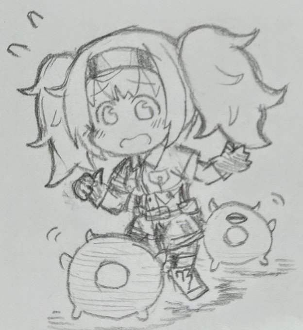 今日のお絵描き
浮き輪さんに絡まれるガンビー 