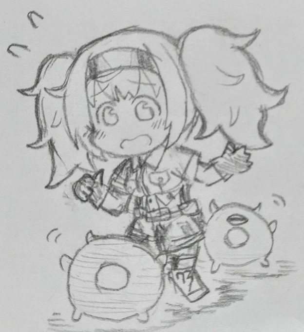今日のお絵描き
浮き輪さんに絡まれるガンビー 