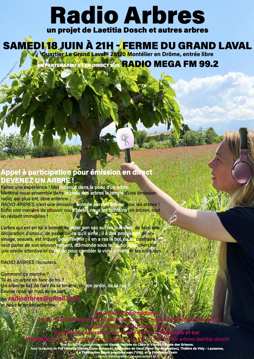 #SaveTheDate 🌲🌳🌴
L'émission Radio Arbres de @LaetitiaDosch ira à la rencontre des arbres et végétaux résistants, rebels et innovants le 18 juin à 21h à La Ferme du Grand Laval, Montélier (26) Durée = 1h / Entrée libre
DEVENEZ UN ARBRE, PARTICIPEZ À L’ÉMISSION ! 🎤🎧🎙