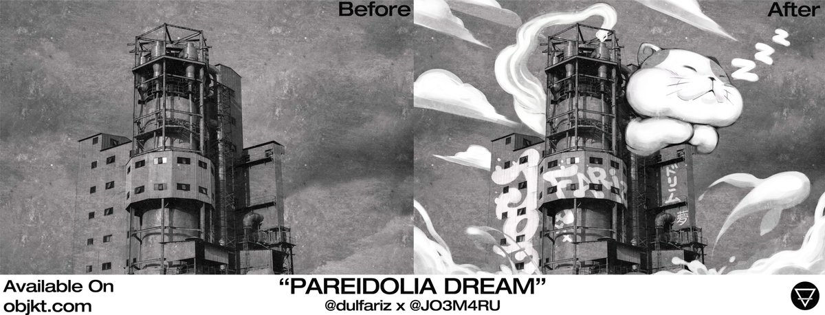 dulfariz_'s tweet photo. Heyho👋🏻, the fifth entry for #kolabkoleb is live. Presenting "Pareidolia Dream" by @JO3M4RU 

He turns my industrial photo into a new perspective with a little imagination. creating a cloud that looks like a cat.

12 EDS | 4.44 $XTZ
link down below 👇🏻

#tezos #photez #photography https://t.co/du0INkUmPu