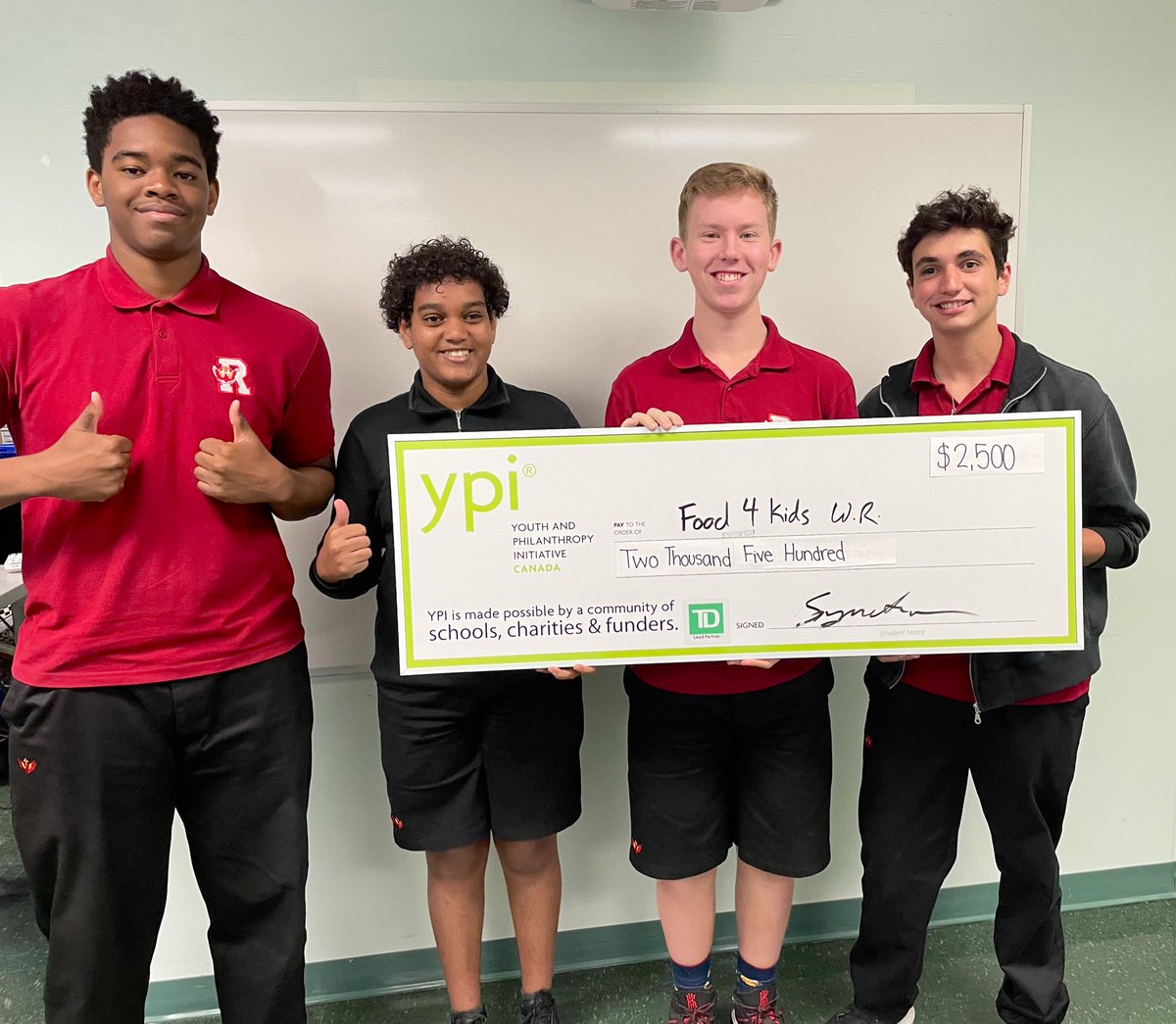 MsGodkin's tweet photo. @Food4KidsWR @ResCSS @YPI_cares We were missing Dante when the cheque was presented! https://t.co/CEybec7YCF