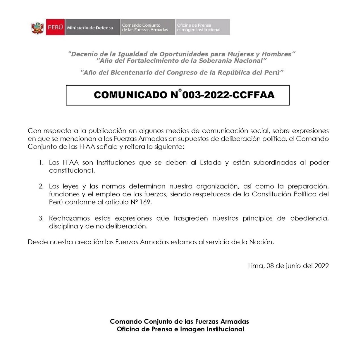 DanielUrresti1's tweet photo. Las FF. AA. no son deliberantes. Las Fuerzas Armadas NO son deliberantes. Frenen sus intentos de manipularlas a su antojo. https://t.co/xZTws2MYiL