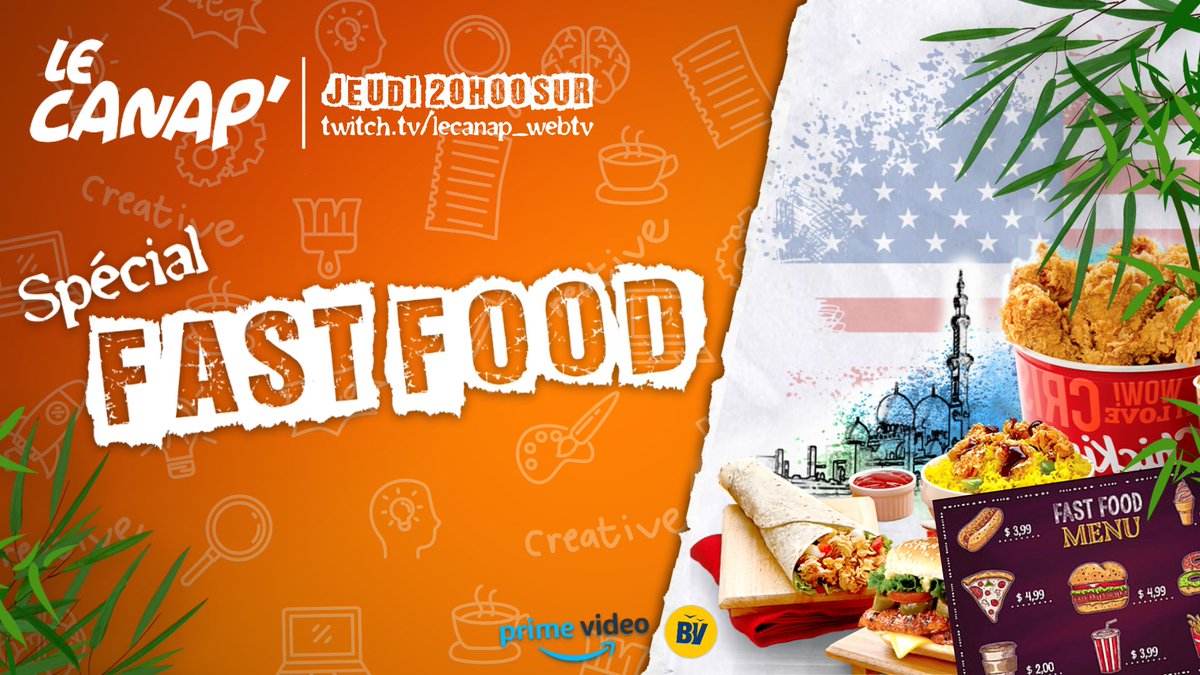 LeCanapTalkShow's tweet photo. 🛋 Salut petit tabouret !

Le gras c'est la vie !

C'est pourquoi nous vous proposons une soirée sur le thème des fast food.

Avec une chronique, un tu préfères version Aliment, et un Devine le logo spécial Fast Food !

À ce soir 20h sur 👇

https://t.co/Wvl7Yb1x6B https://t.co/bjzCzflabq