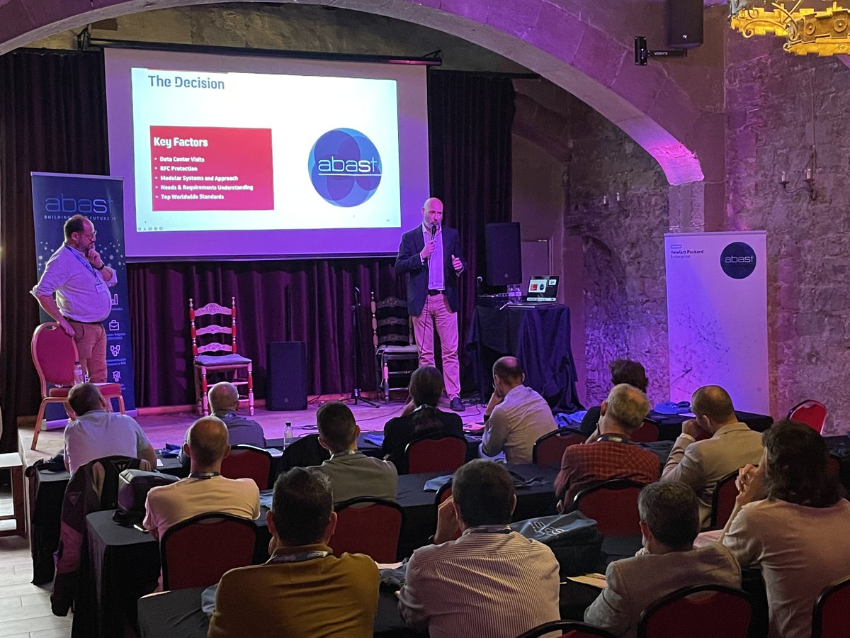 AbastGrup's tweet photo. Para finalizar #AbastDataCenterDay BCN 2022, Javier Alvarez, IT Systems Security Manager, y Pep Ribas, Manager Engineering TV Production en Dorna Sports, han explicado el caso de éxito de su #datacenter híbrido (TI/TV) de 170m2 construido por #ABAST con tecnología @Rittal_ES https://t.co/rnkMZuOkUH