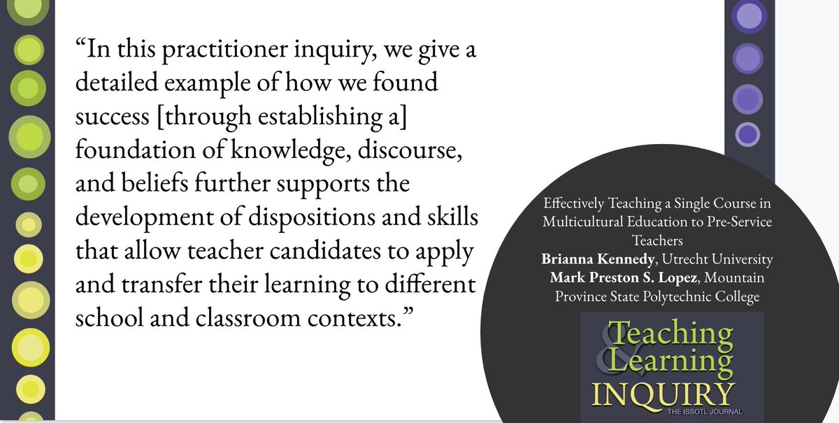 Kennedy and Lopez look at how to support instructional effectiveness and student learning outcomes in a teacher preparation program. journalhosting.ucalgary.ca/index.php/TLI/…
@ISSoTL